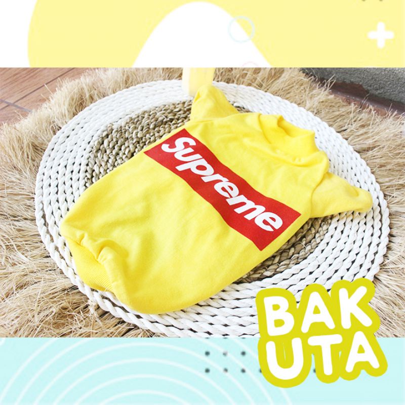 Kaos supreme berbagai warna lucu untuk kucing dan anjing / baju kucing murah size S-XL