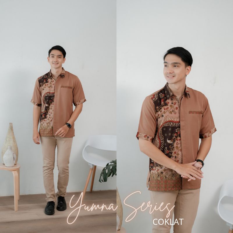 Baju Atasan rafa Yumna Kemeja Batik varian Mauve Coklat