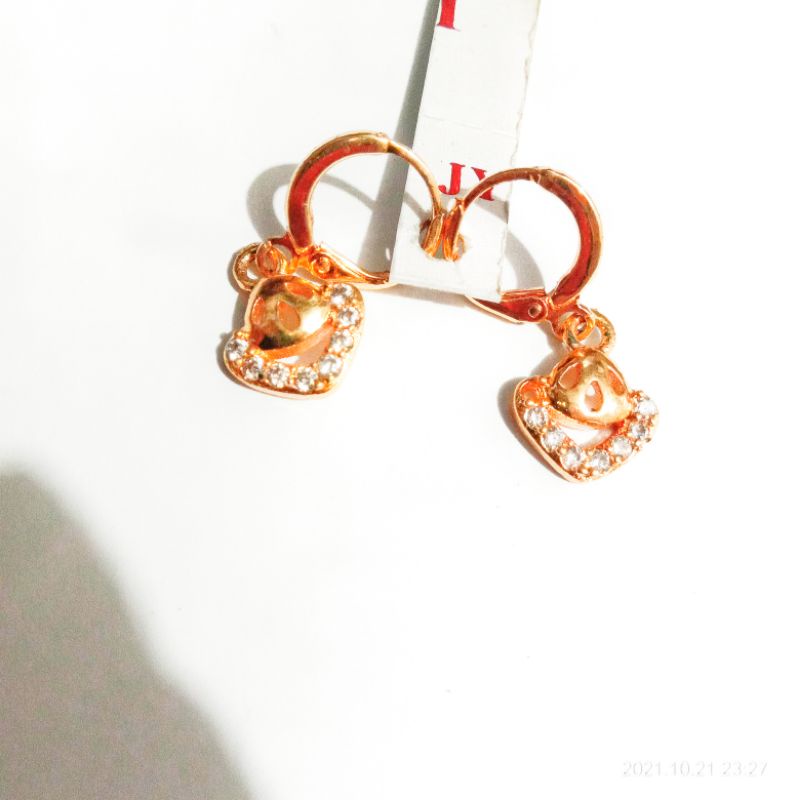 Anting wanita motif love permata Giwang  Anak Perhiasan anak perempuan xuping