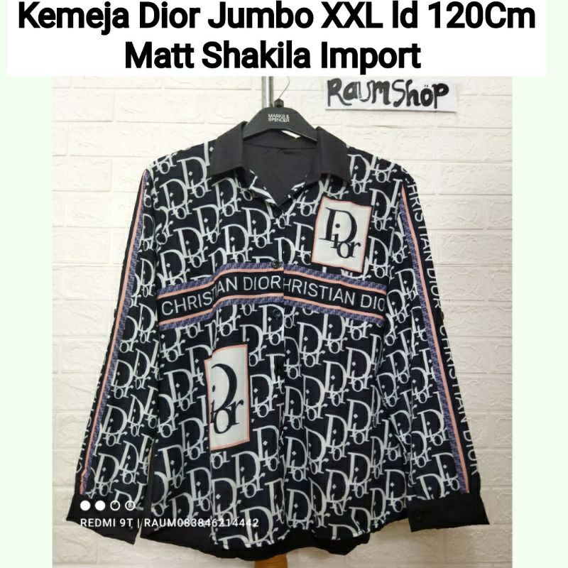 Raum Shop Kemeja Wanita Christia@n* DIOR JUMBO Ld 120Cm XXL ShellaSaukia* Warna Hitam Lengan Panjang