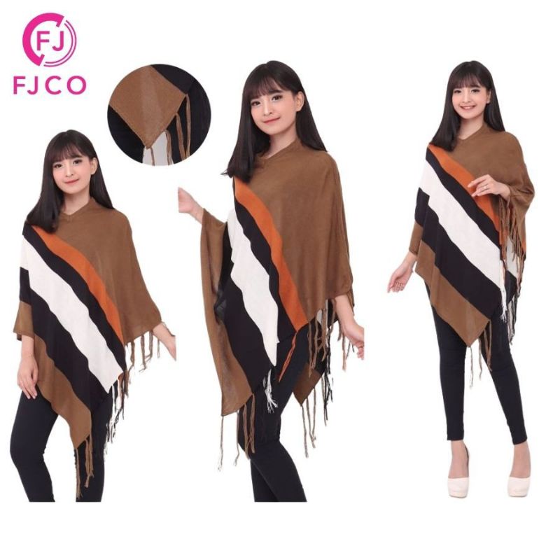 rajut ponco tiga warna/rajut ponco rawis/rajut ponco xxl/rajut ponvo jumbo /rajut ponco polos/