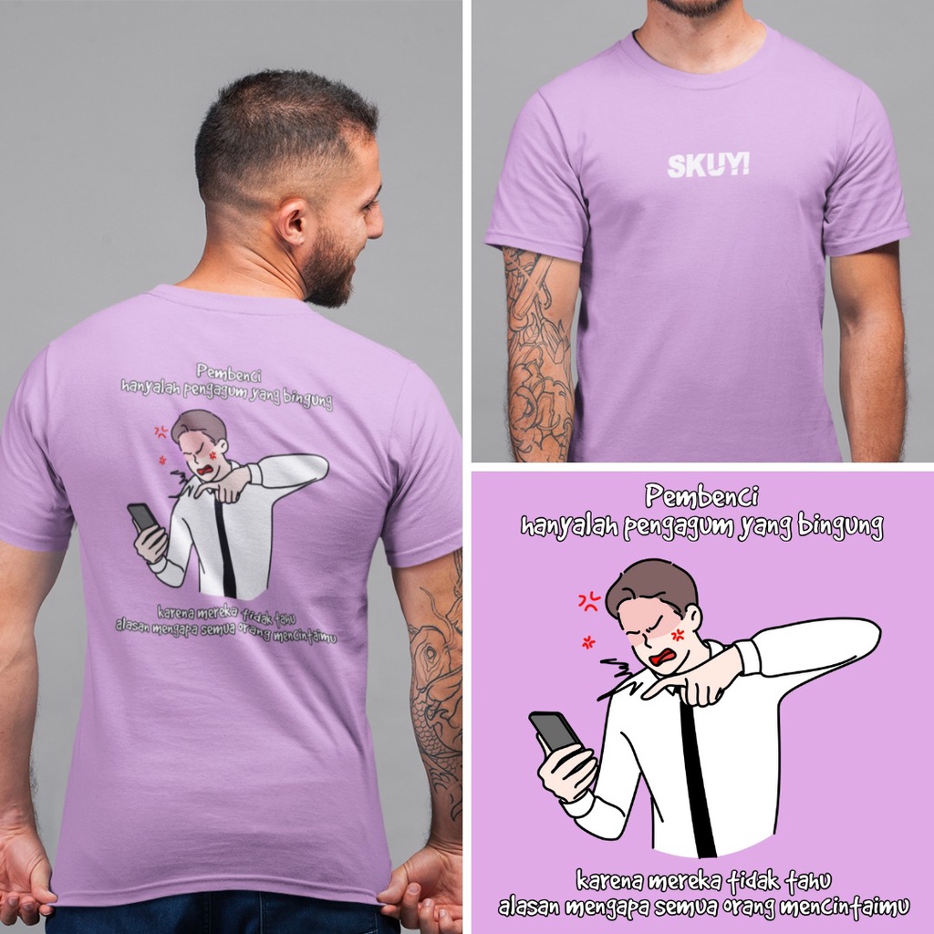 Skuy Kaos Dewasa Pengagum Yang Bingung Unisex Lengan Pendek Lilac Katun Combed 24s SKY32