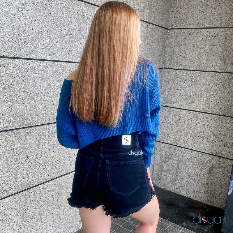 DISYAK - Hotpants Highwaist Jeans Ripped 1041-2041 Black