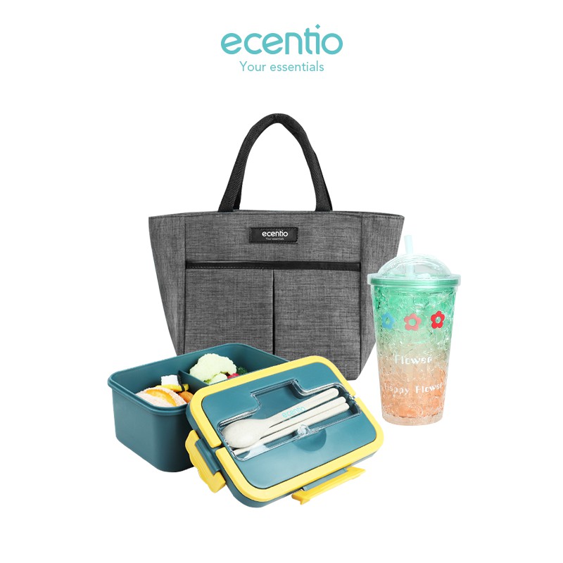 

Ecentio lunch box & tas bekal & ice cup set/lunch bag/portabel kotak bekal/free Sendok&sumpit