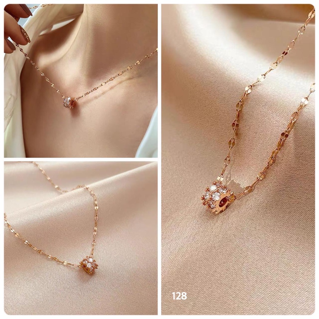 COD!! JJ kalung titanium wanita roll rosegold anti karat / roll women necklace rosegold import