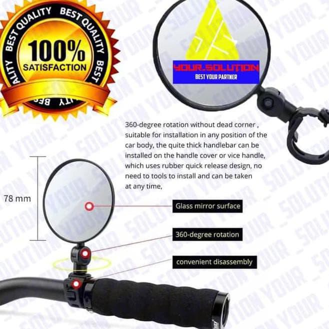 Kaca Spion Sepeda Bulat Aksesoris / Sparepart Sepeda Lipat /Mtb/Onthel
