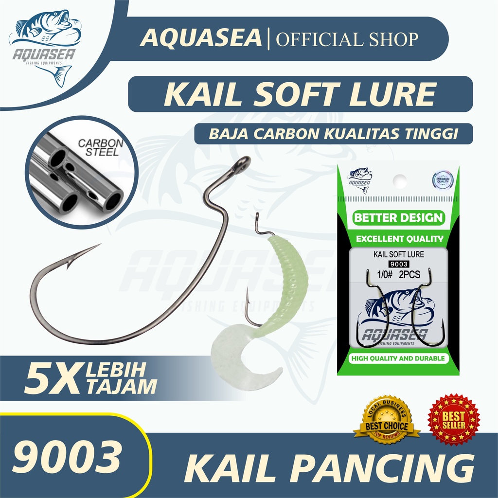 AQUASEA Kail Pancing KAIL SOFTLURE Worm Hook Softbait Hook Fishing Accessories Ringed High Carbon Steel Kail Soft Lure 9003-2