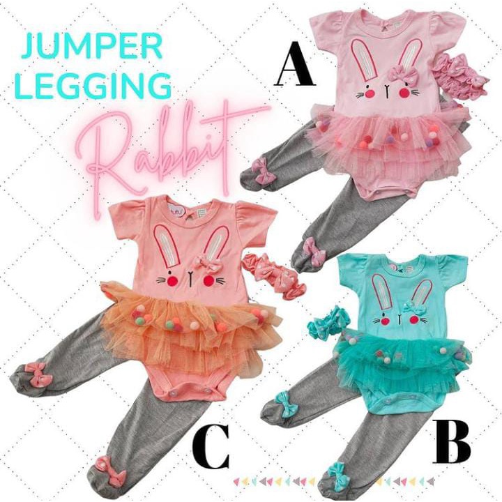 Baju Anak Bayi Perempuan Setelan Jumper Legging Tutup Bayi Lucu Rabbit