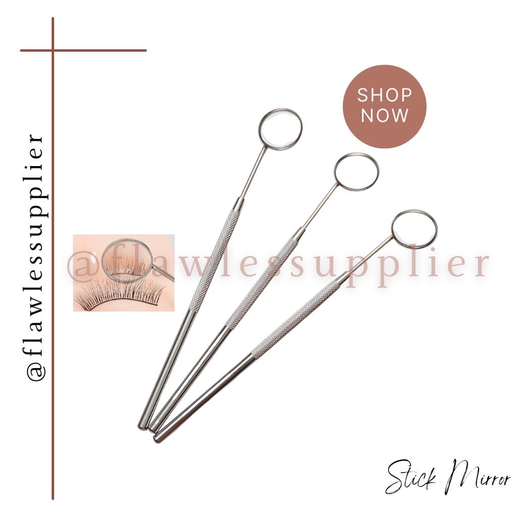 Stick Mirror / Cermin Pembersih Bulu Mata Bahan Stainless Steel / Kaca Cermin Alat Koreksi Bulu Mata