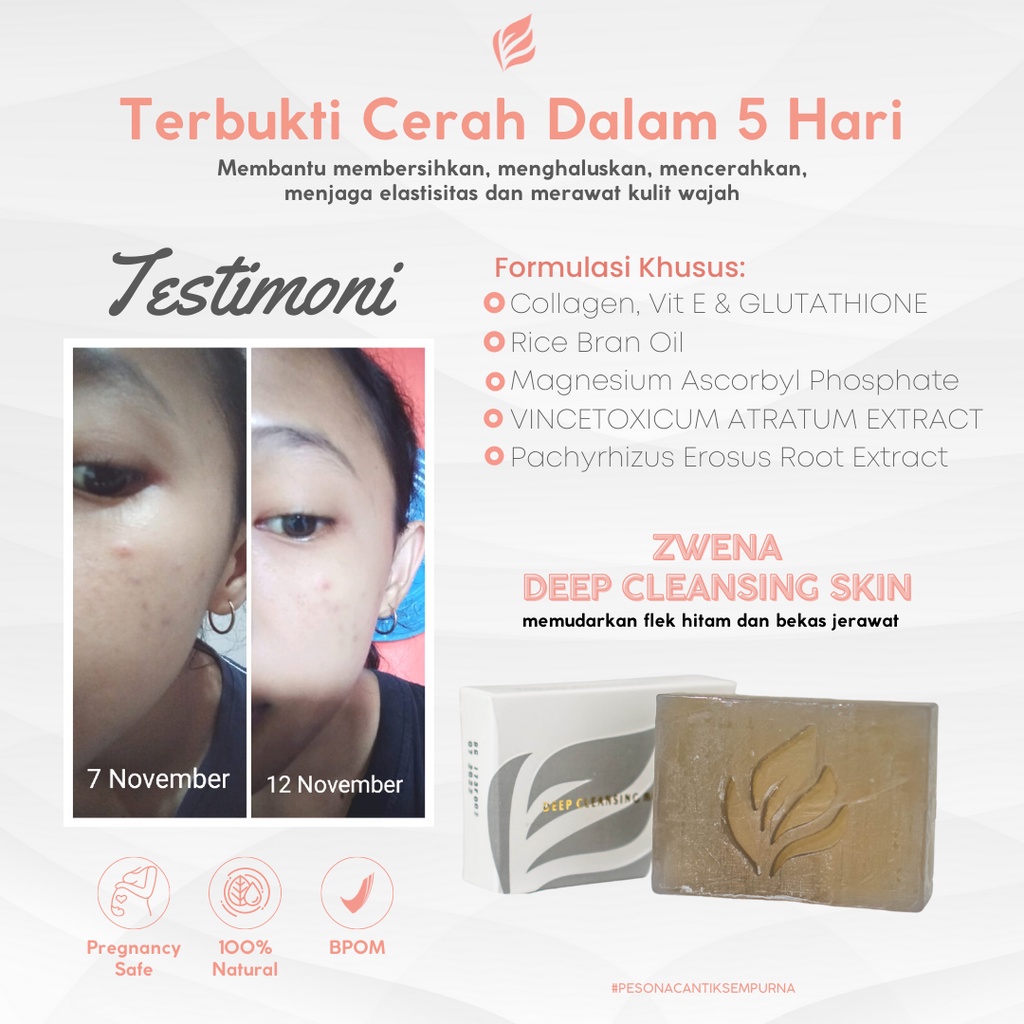 Zwena Deep Cleansing Natural Soap Sabun Jerawat BPOM Original Skincare Bersih