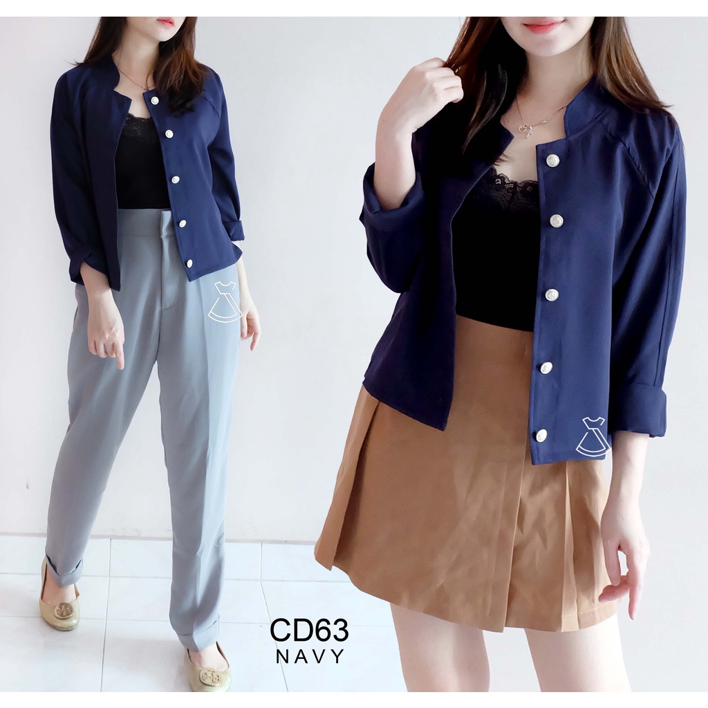 CD63 - Outer Blazer Wanita Basic Long Sleeves Cotton Stylish Casual Look