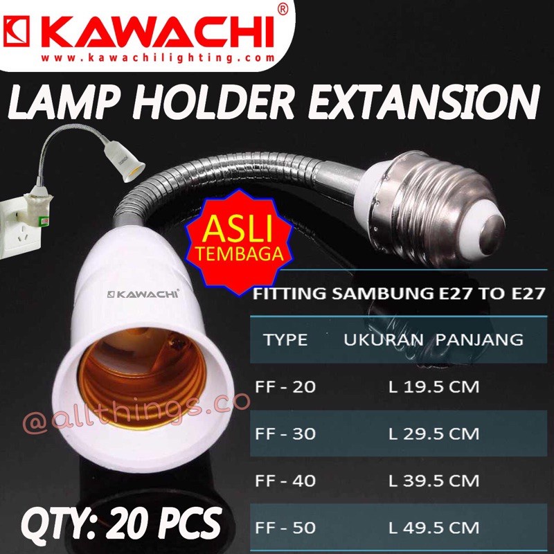 Fitting Kawachi Extension E27 Fleksibel Sambungan Pemanjang Fitting Lampu Super Murah 50 cm