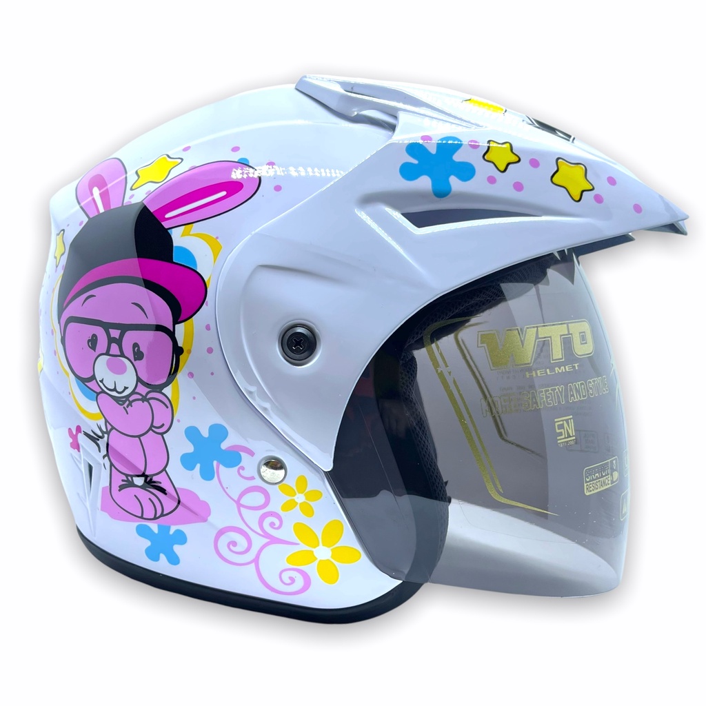 Helm WTO Z1R Pet - Romantic Rabbit - Putih - Half Face ALL SIZE