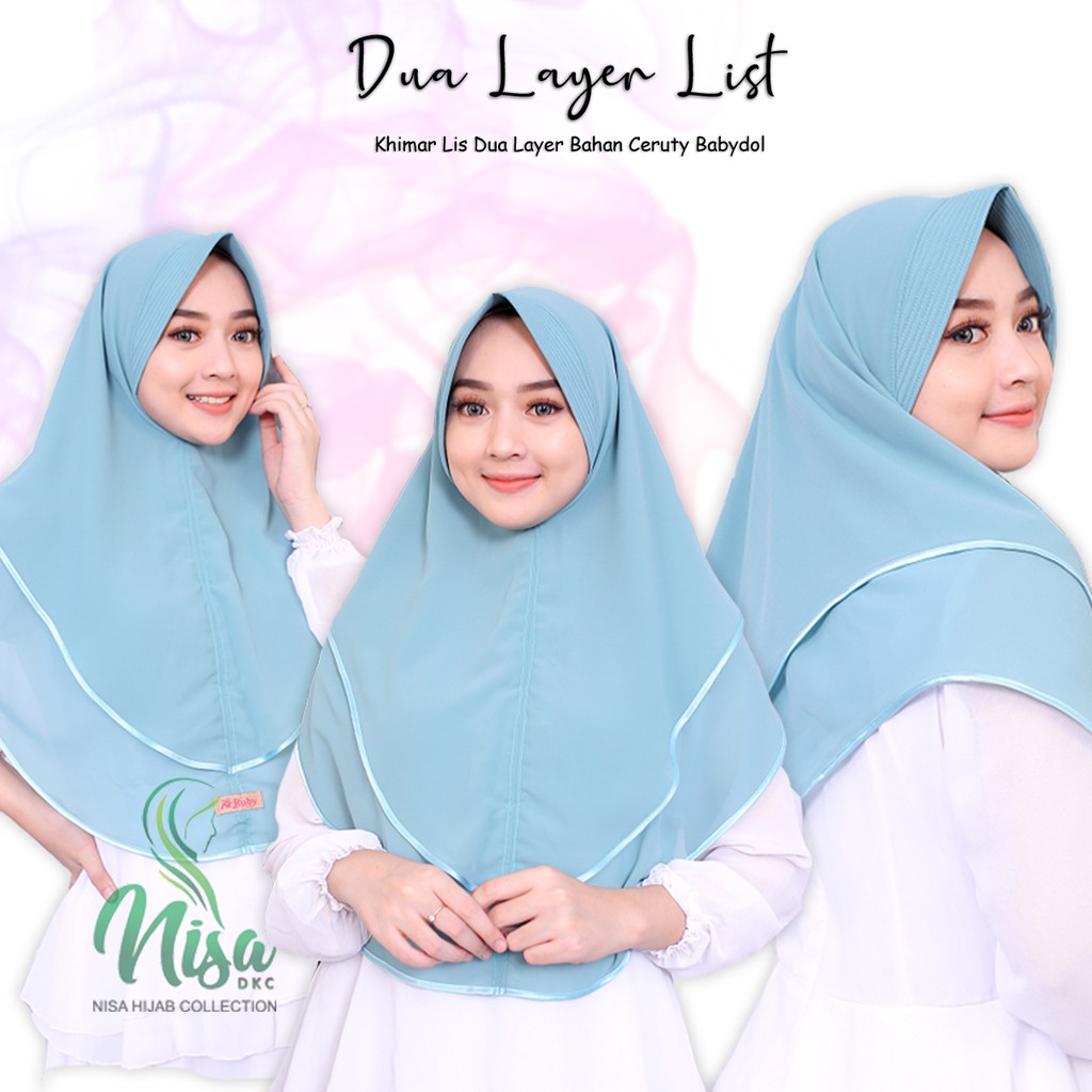 Khimar Ceruty Babydoll Lis Dua Layer Jilbab Bergo Tumpuk