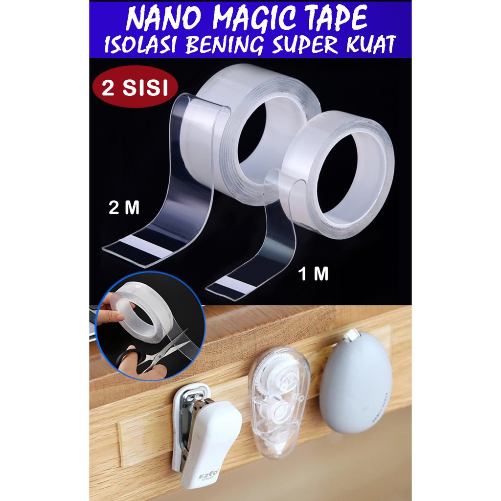 

Double Tape Nano - Ivy Grip Tape Isolasi bening 2 sisi SUPER KUAT multifungsi tanpa bekas