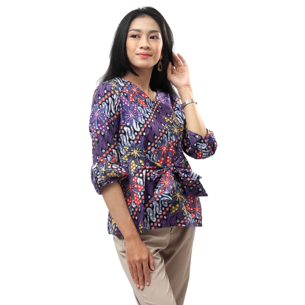 Glorya - Blouse Batik lengan balon Size S-M-L-XL-XXL-3L-4L-5L Batik Dua Putri Collection