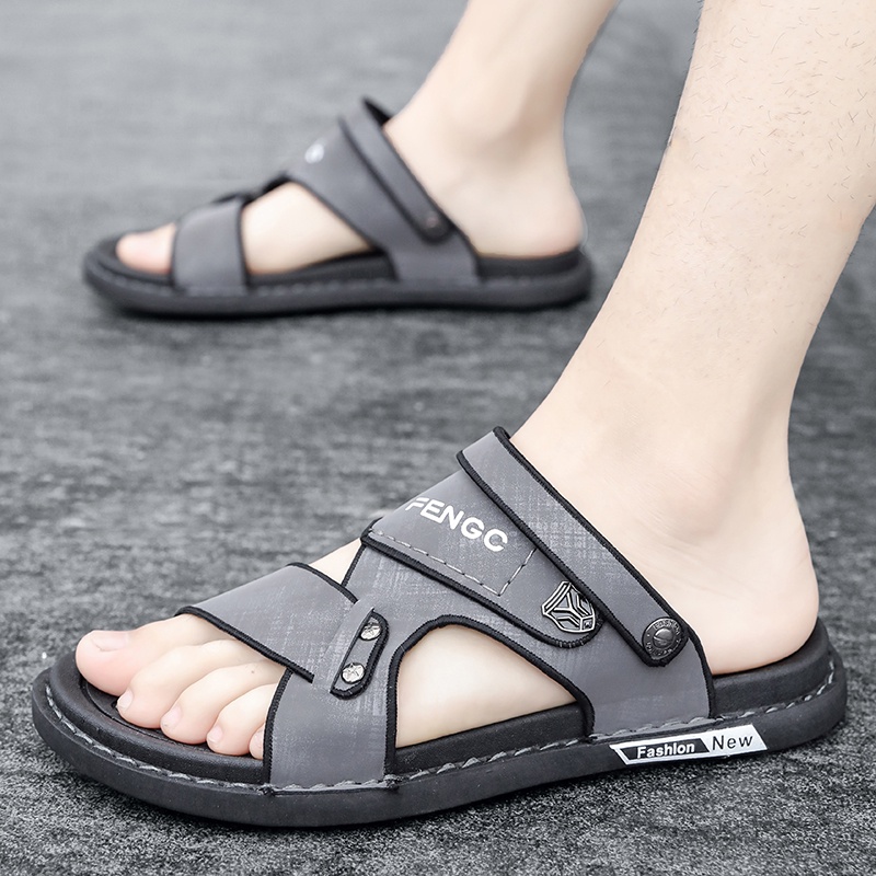 Sandal Pria Terbaru/Sandal Pria/Sandal Kulit/Sendal Pria Casual/Sol Karet Anti Selip/Dua Cara Untuk Memakai/Sandal/Sandal/Sendal Pria Dewasa/Grade Ori 100%