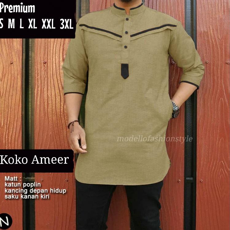Murah Banget AMEER - KOKO KEMEJA BAJU KURTA QURTA S M L XL XXL 3XL JUMBO PRIA LAKI LAKI DEWASA LENGA