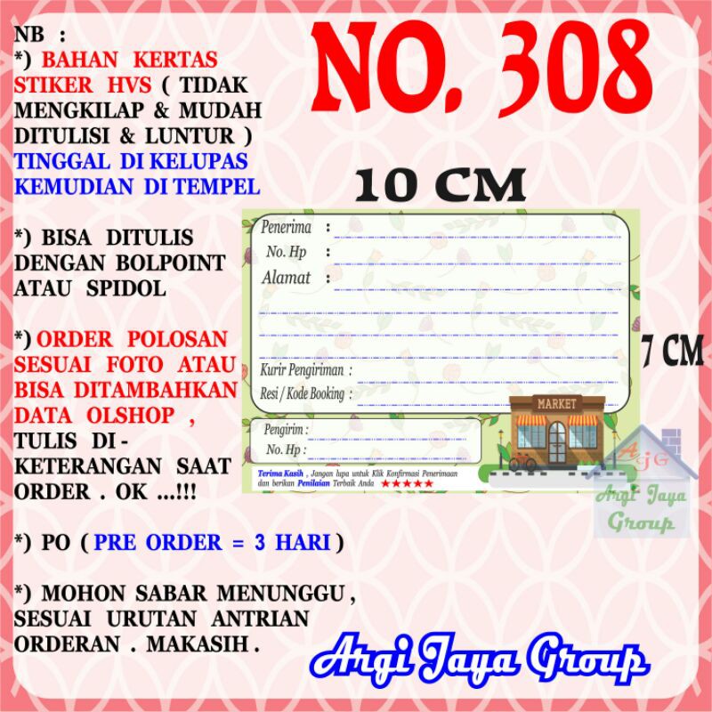 

Stiker HVS - Stiker Pengiriman - Sticker Alamat Olshop Murah Nomer 308-10x7cm