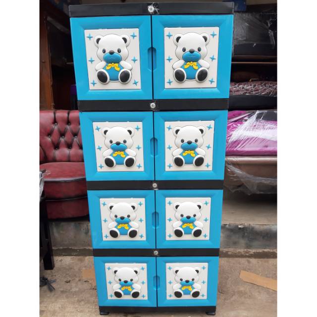 Lemari Plastik susun 4 kunci