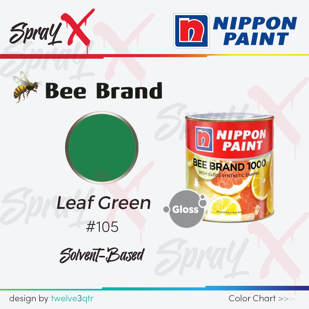BEE BRAND 1000 LEAF GREEN 105 / HIJAU DAUN #105 100CC - CAT MINYAK NIPPON PAINT