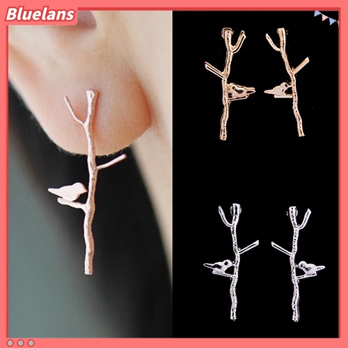 Bluelans Women Fashion Bird Tree Branches Shape Earrings Concise Alloy Ear Studs Jewelry