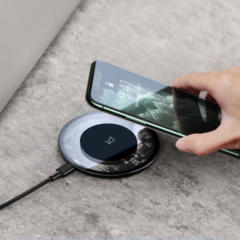 Wireless Charger Baseus Simple 15W Fast Charging iPhone Samsung Huawei