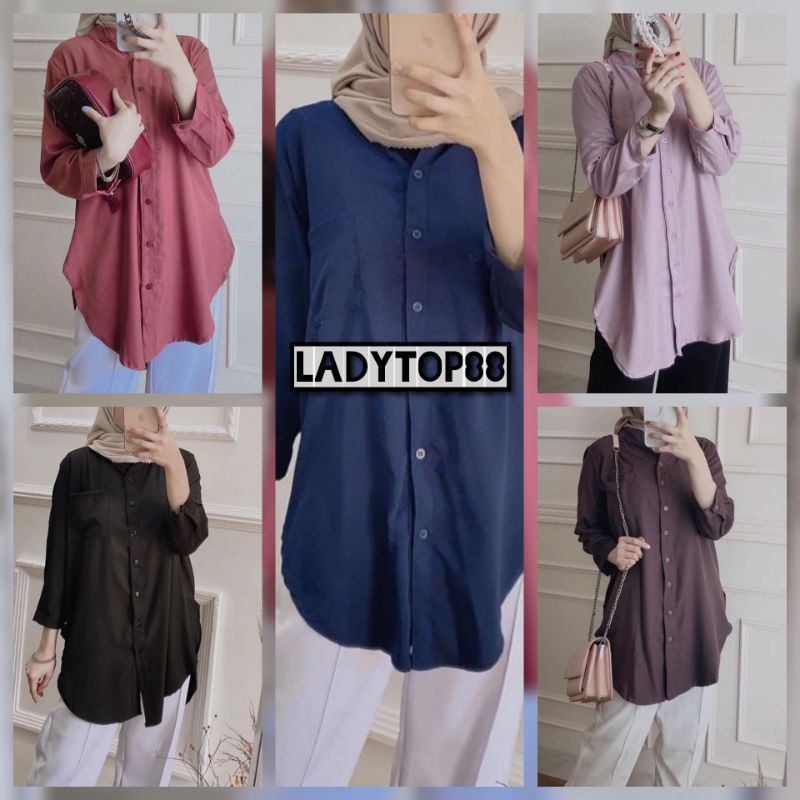 KEMEJA BLOUSE WANITA KEKINIAN // KEMEJA WANITA CASUAL POLOS KANCING LENGAN PANJANG // KEMEJA TUNIK POLOS // TUNIK POLOS