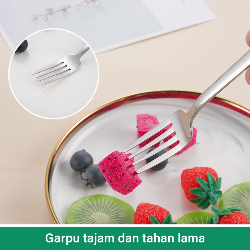 Letyeah &amp; Anantagt Sendok set 3pcs Cutlery Set Bahan Stainless Steel 304 Set Peralatan Makan dengan Kotak