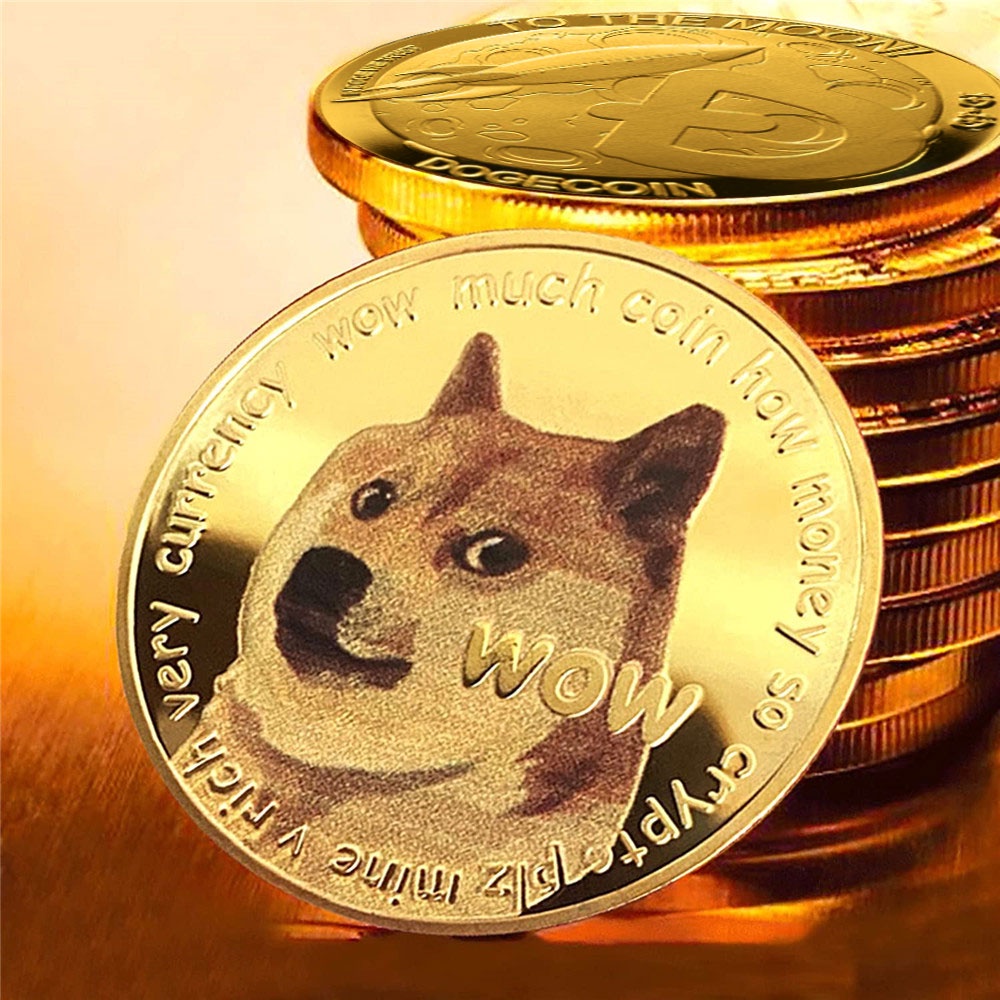 Koin Peringatan Shiba Inu Doge Tiga Dimensi Bahan Logam Lapis Emas Perak