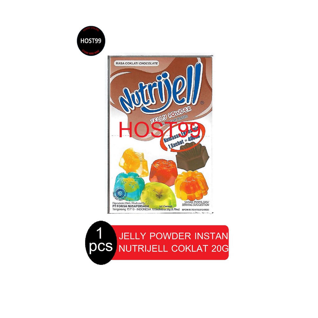 

AGAR AGAR JELLY POWDER EKONOMIS NUTRIJELL COKLAT CHOCHOLATE 20GR