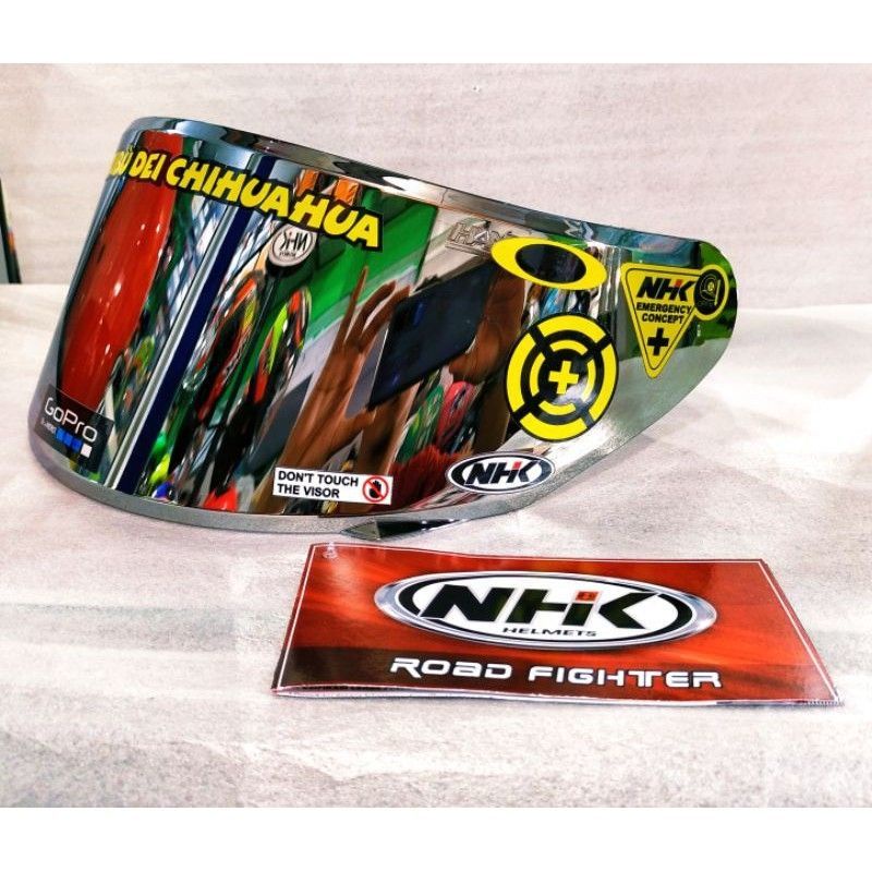 paket Flat visor nhk rx9 + Flat visor gm race pro iridium +/stiker visor