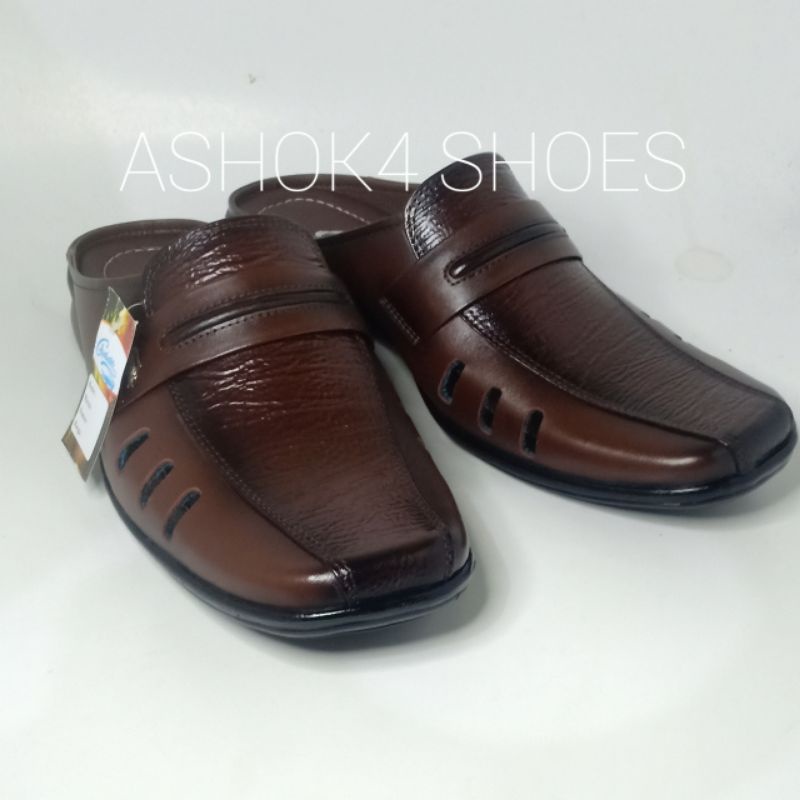 Sepatu Selop Bustong Kulit Asli - Sandal Slop Pria Kulit Sapi