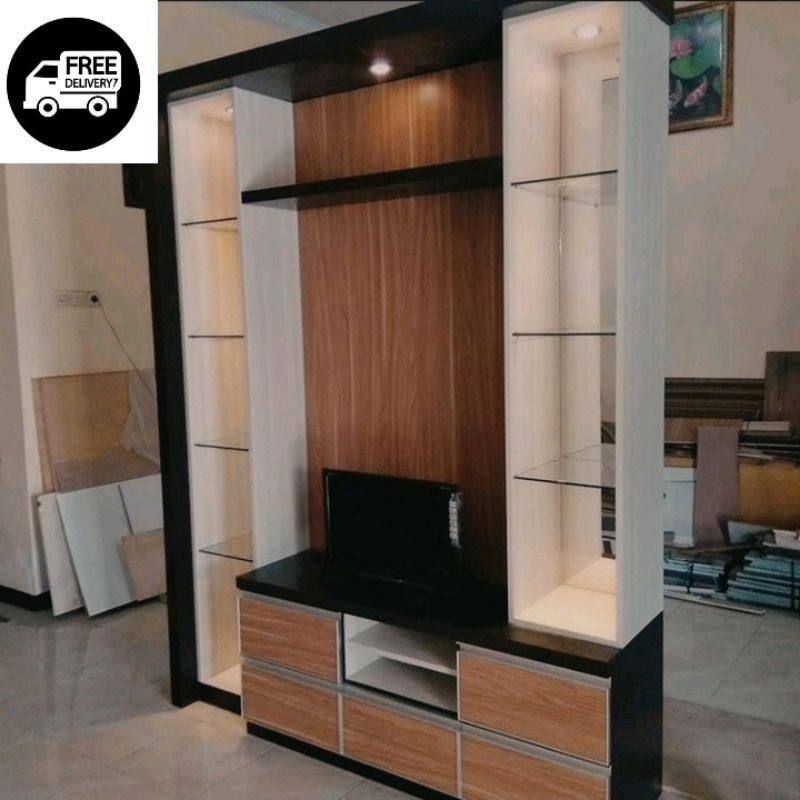 backdrop TV minimalis / meja tv mewah minimalis bisa custom / 155x220