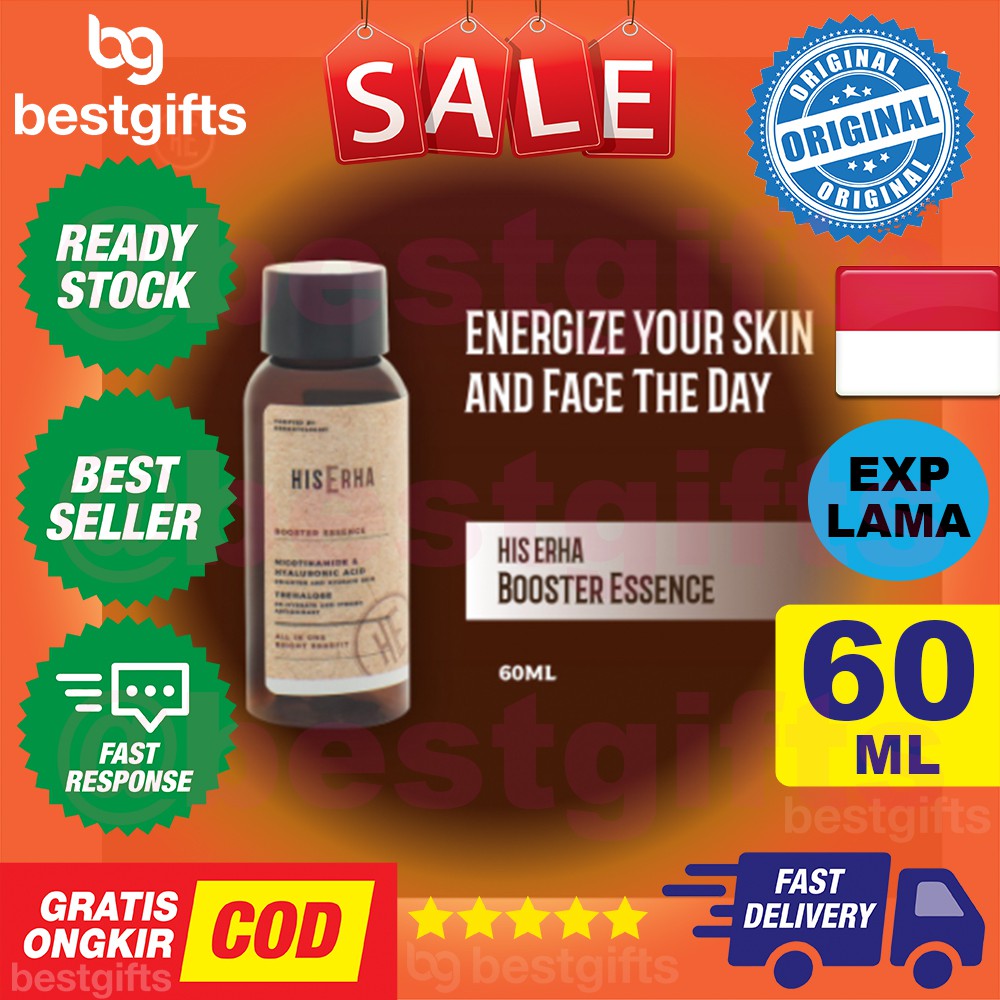 HIS ERHA BOOSTER ESSENCE NICOTINAMIDE HYALURONIC ACID MENCERAHKAN MERATAKAN WARNA KULIT PRIA 60 ML