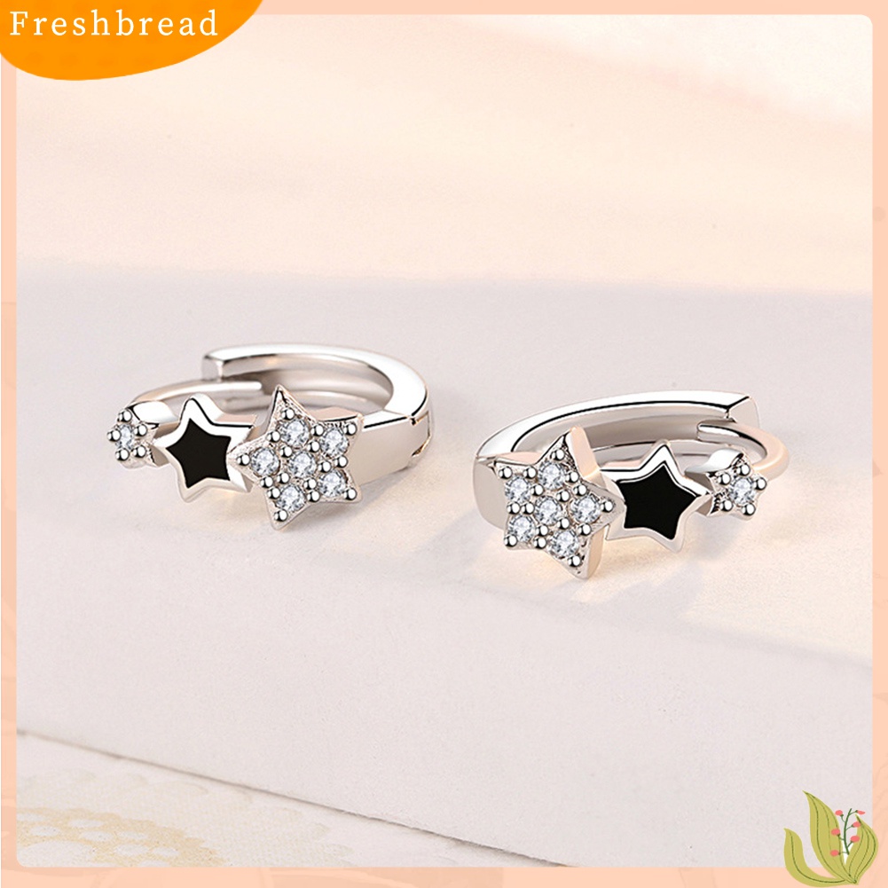 [TERLARIS]Women Cubic Zirconia Inlaid Star Huggie Earrings Fashion Piercing Jewelry Gift