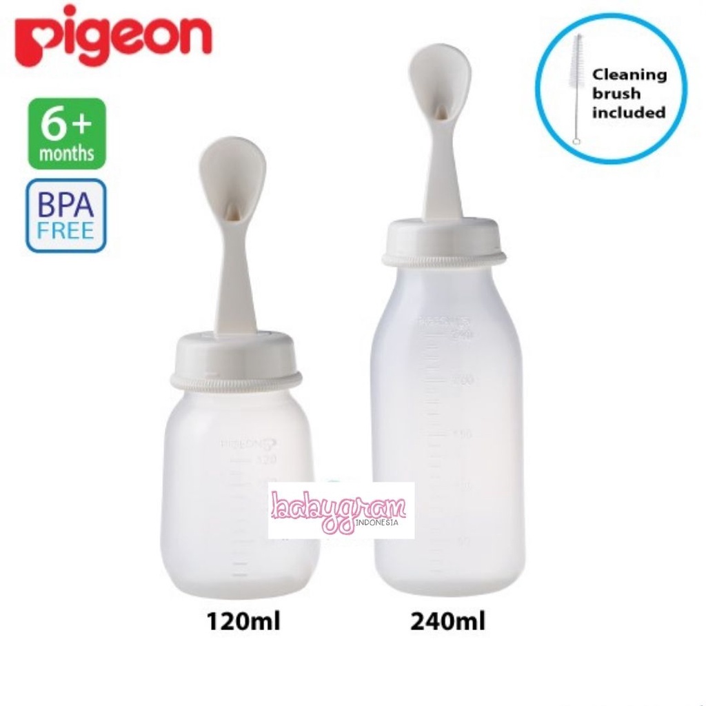 PIGEON Weaning Bottle With Spoon Food Feeder 120ml / 240 ml Botol Sendok Makan Bayi