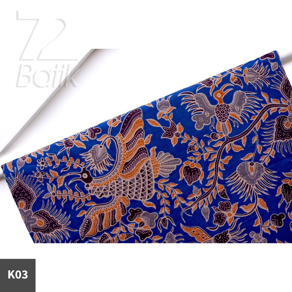 KAIN BATIK PREMIUM Bahan Katun Motif Burung Warna Biru Blue 727958 Cap 72 Jarik Jarit Samping Kebat Panjang Batik Katun Modern Premium Bahan Seragam Batik Pernikahan Kantor Keluarga Murah Kamen Jadi Batik Bali Lembaran