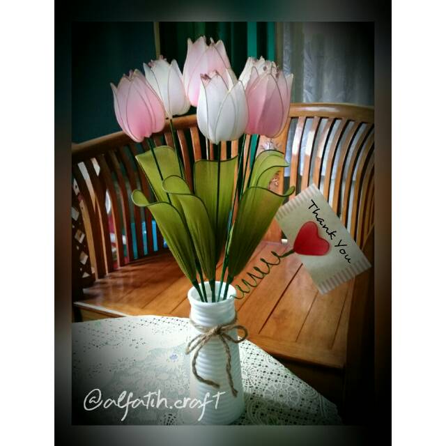 Bunga Stoking Tulip Pink Putih Shopee Indonesia
