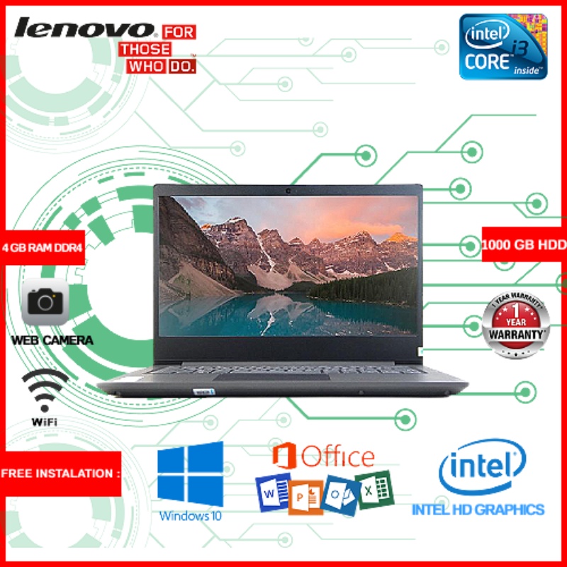 LAPTOP LENOVO V14-IIL / CORE i3-1005G1 / 8 GB RAM / SSD 256GB + SLOT HDD / FREE INSTAL WINDOWS 10 PRO / GREY / GARANSI 1 TAHUN - TEKNO KITA