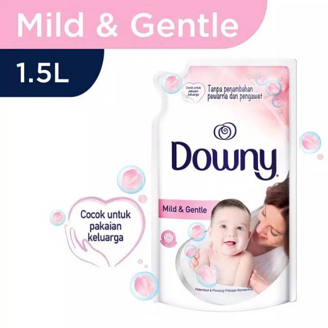 Downy Pelembut Pewangi Pakaian / Putih Mild & Gentle 1.5L / 1 5 Liter / 1500 / 1.5 Ltr