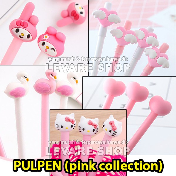 

Pulpen Gel - Pen Karakter Hello Kitty, Angsa, Hati, My Melody - Pink