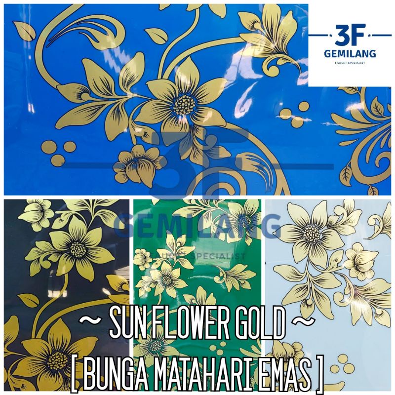 Fiber Plastik Penutup Pagar Rumah Motif EMAS BUNGA MATAHARI -  SUN FLOWER GOLD Meteran