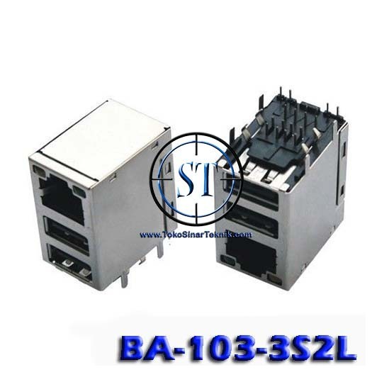 BA-103-3S2L Socket RJ45 Motherboard 2 Socket USB 2 Led 20 Kaki 8P8C