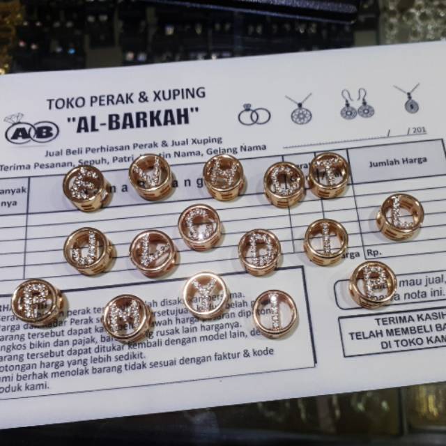 Charm Huruf Replika Emas Untuk Gelang dan Kalung Xuping G P J