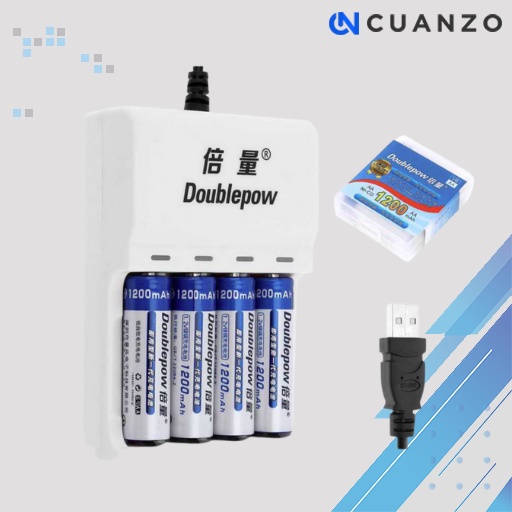 Charger Baterai 4 slot AA/AAA + 4 PCS AA 1200mAh / Alat Pengisi Daya Charger Carger Cas Ces Casan Pe
