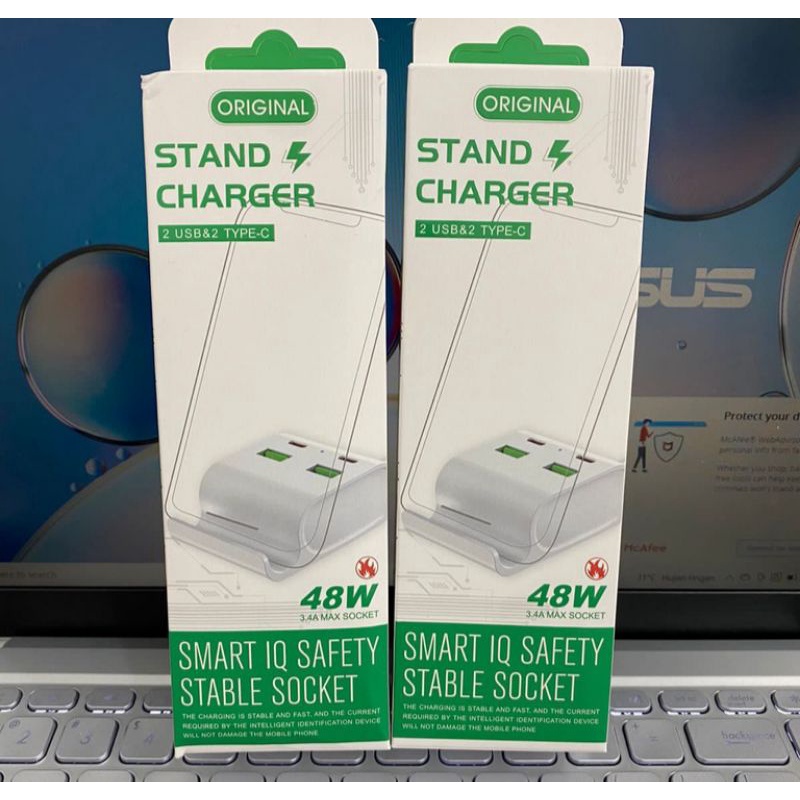 COLOKAN LISTRIK STANDING HP 2 USB DAN TYPE C 48WATT FAST CHARGING