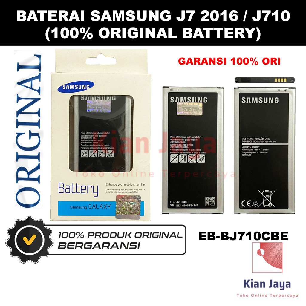 [Garansi 100% Ori] Baterai Samsung Galaxy J7 2016 / J710 / Batre Battery Hp EB-BJ710CBE Original