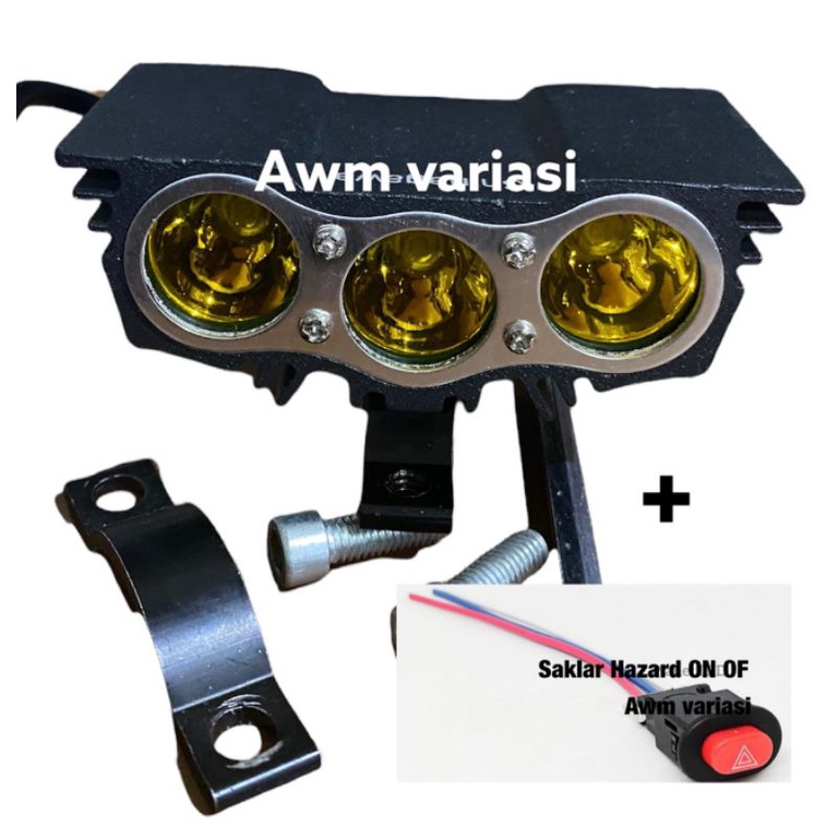 Lampu Tembak Sorot Owl Cree 3 Mata 30Watt Ultra Rare 12 Volt - 80 Volt 3 Mode