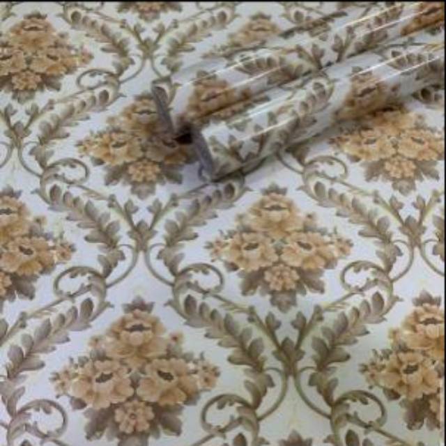 Wallpaper sticker dinding motif bunga coklat